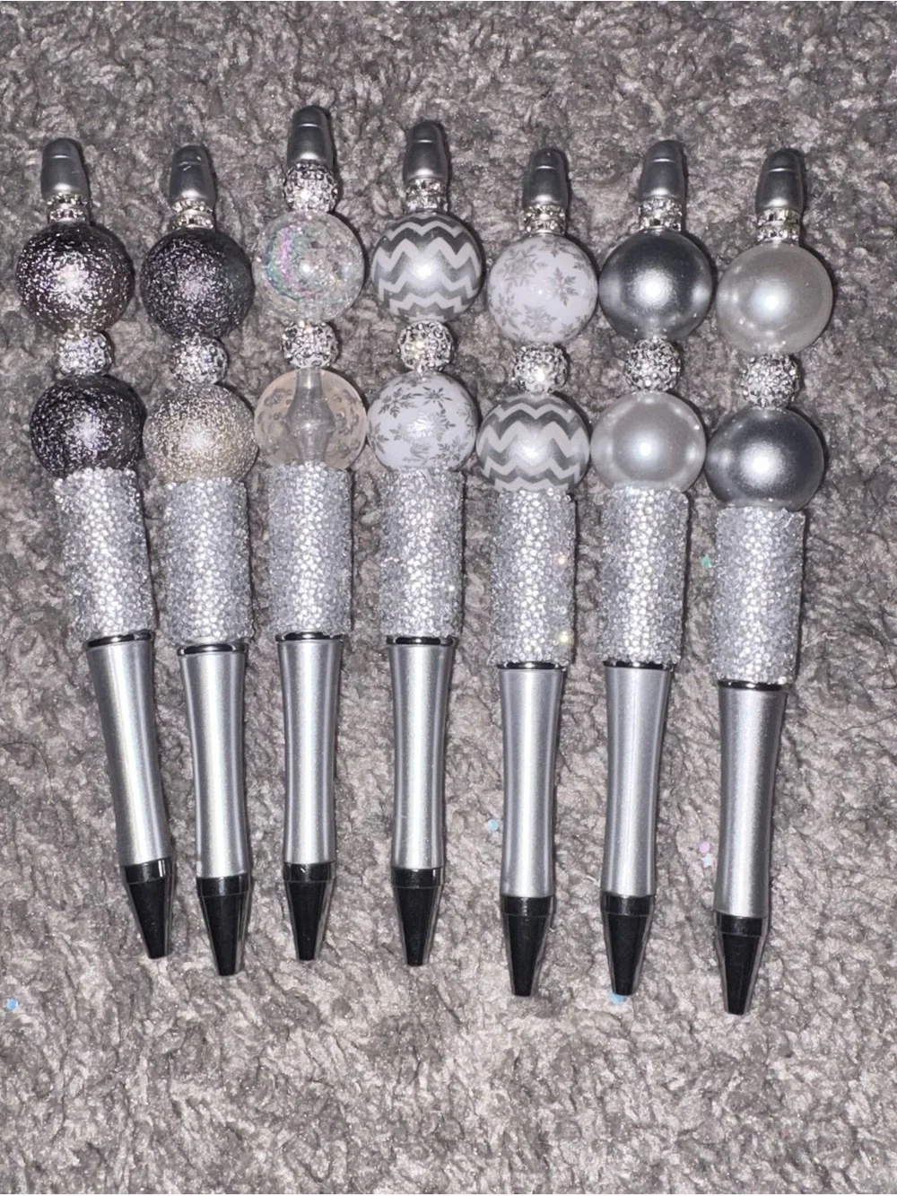 Silver Glitter Holiday pens - Set of 7